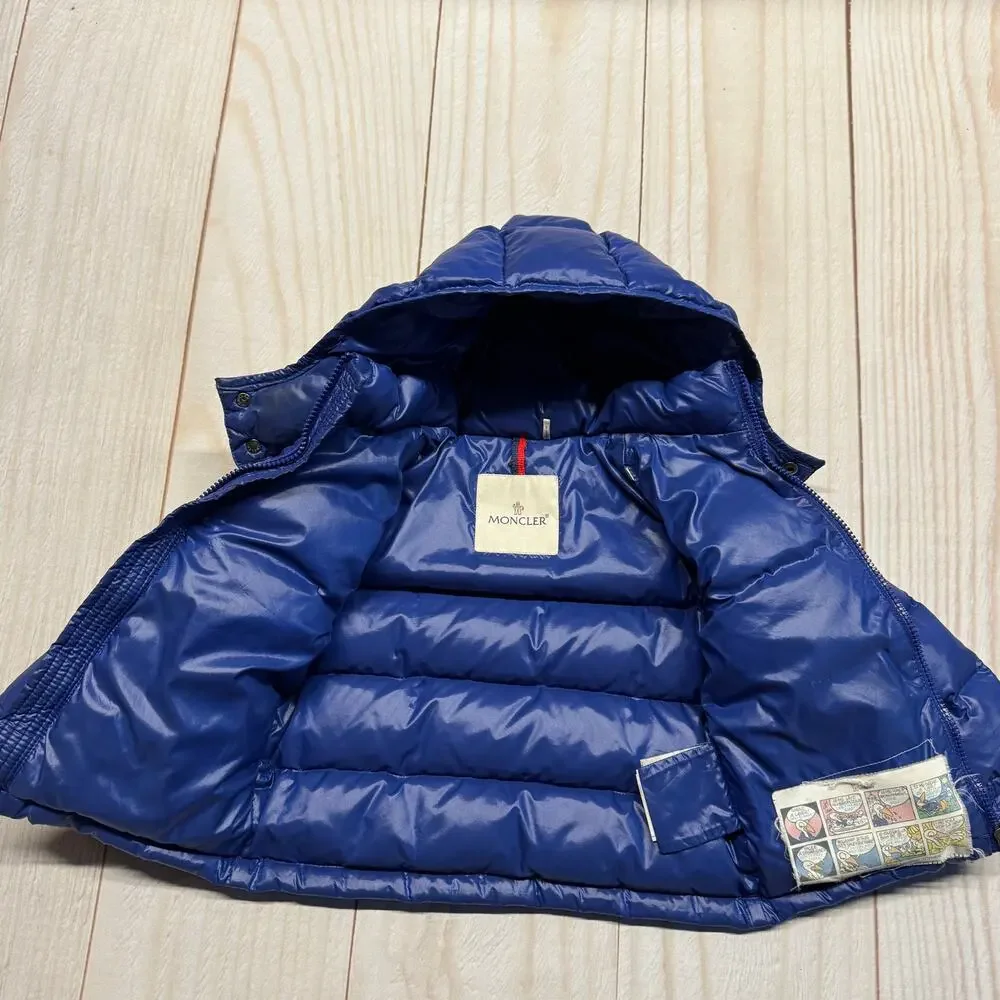 Moncler Enfant Maya Down Jacket Toddler Size 2Y Removeable Hood Glossy Blue - Picture 6 of 15
